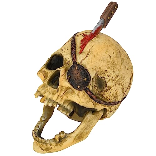 Large Pirate Skull Tree Topper for Halloween & Christmas - 10 Inch Decor