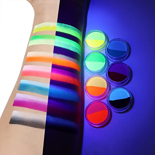 14Color Water Activated Split Cake Eyeliner Set UV Blacklight Glow Face & Body Paint - Halloween Makeup
