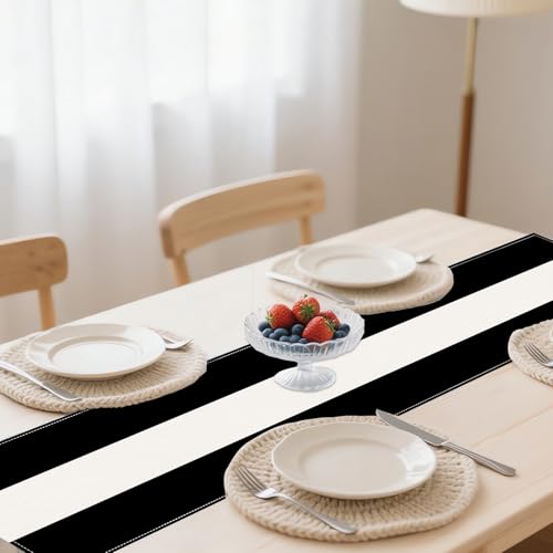 Black and White Halloween Table Runner 13 x 72 Inch Linen Cotton Decor