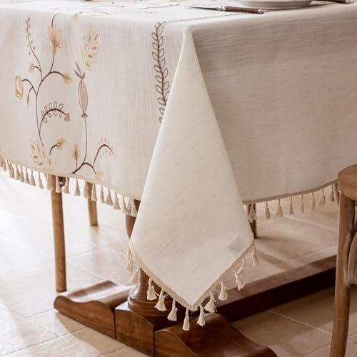 Joyfol Day Rustic Fall Rectangle Tablecloth 55x120 Inches - Coffee Berry Variation