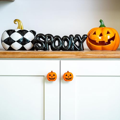 Jack O Lantern Decorative Knob Covers - Halloween Cabinet Decor (12 Pack)