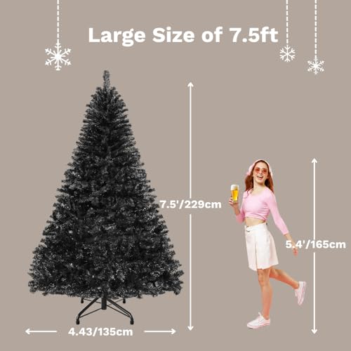 Black Prelit Christmas Tree with Remote Control - 7.5ft Halloween & Holiday Decor Variation