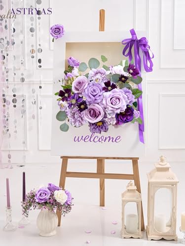 Purple Artificial Flowers Combo - Silk Roses, Peonies, Daisies & Greenery - Variation Purple413
