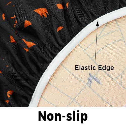 Halloween Bat Fitted Tablecloth 44 Inch Round Waterproof & Stain-Resistant Halloween Decor