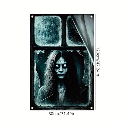 Halloween Ghost Girl Window Cover 47x31 Inch Haunted House Decoration Horror Decal