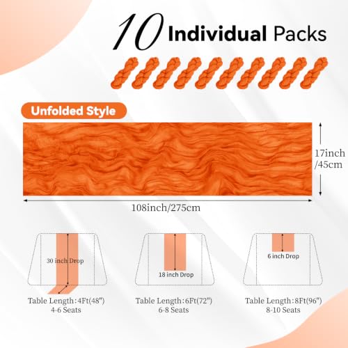Orange Cheesecloth Table Runner 17x108 Inch - 10 Pack Boho Wedding Party Decor