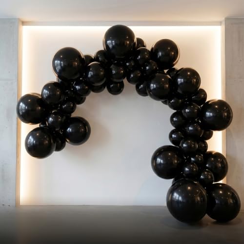 Black 18 Inch Latex Balloons - 15 Pack Large Round Party Decorations