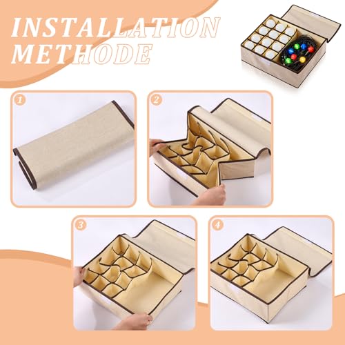 Light Bulb Organizer Storage Box - 13 Compartment Foldable Beige