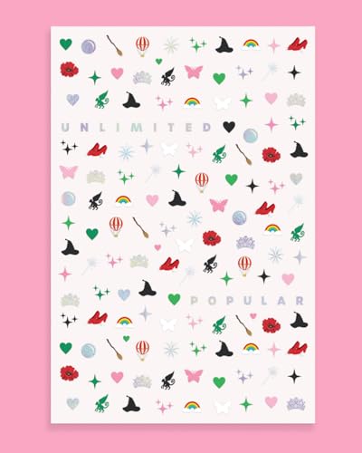 Pink and Green Witch Nail Stickers Set - 604 Designs for Manicure & Party Favors