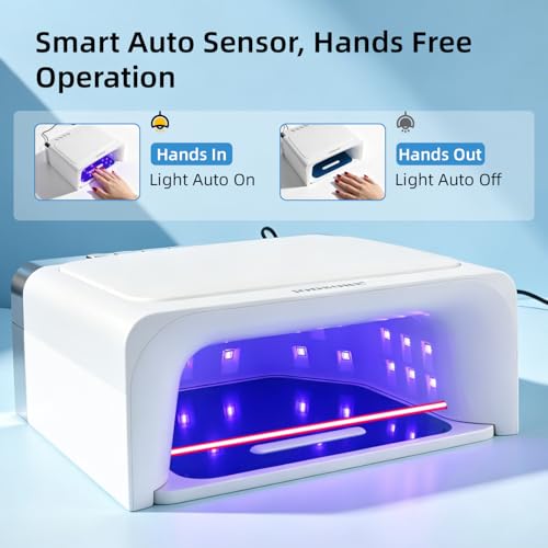 LED Nail Curing Lamp with Arm Rest and Detachable Tray, 4 Timer Modes