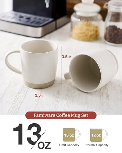 Milkyway Matte White Coffee Mug Set of 4 - 13 oz Ceramic Cups with Handle