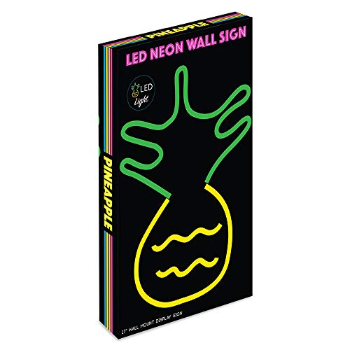 17x10 Inch LED Neon Pineapple Wall Sign - Yellow & Green Modern Decor