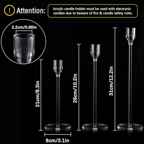 18-Pack Clear Acrylic Candle Holders for Wedding Centerpieces - Variations of 18 & Clear