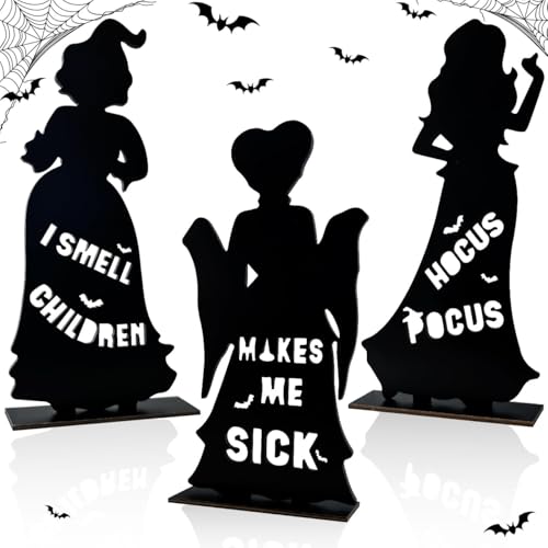 Halloween Witch Wooden Table Centerpieces Set - Spooky Fall Decor
