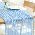 Light Blue Cheesecloth Table Runner for Fall Weddings & Home Decor