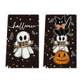 Black Cat Ghost Halloween Kitchen Towels Set of 2 18x26 Inch - Artoid Mode