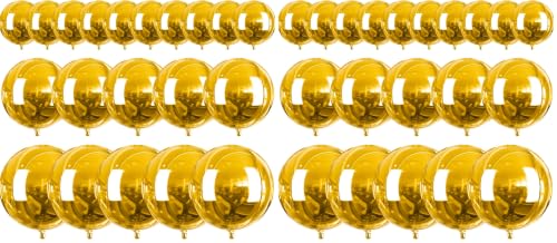 Gold Party Balloons Set - Metallic Foil 4D Large Balloons 20pcs, 3 Sizes, Pack of 2