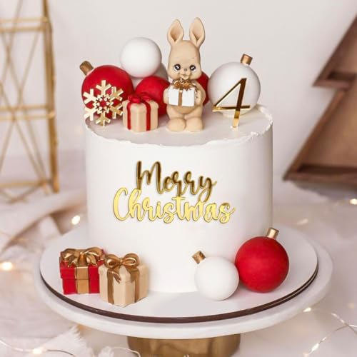 Christmas Bells Wreath Cake Topper - Acrylic Cupcake Decoration - Merry Christmas Variation