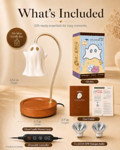 Ceramic Ghost Candle Warmer Lamp with Timer - Hands Variation, Spooky Cute Wax Melter