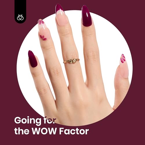 Dark Red Gel Nail Polish - Mellow Plum, 15ML Cherry Color, Easy DIY Manicure - Variation C