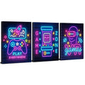 Cyberpunk Gaming Wall Art Abstract Neon Game Decor for Teen Boys Room