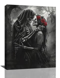 16 x 12 Inch Gothic Skull Wall Art Canvas Decoration for Living Room Bedroom Home Office - Skeleton Artwork