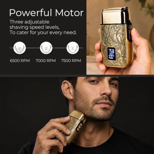 Men's Foil Shaver - Electric Razor for Face & Beard, Rechargeable, Adjustable Speed