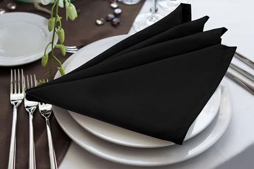 Black Cloth Napkins 17x17 Inches Set of 60 - Durable Polyester Dinner Napkins