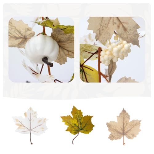 Autumn White Maples Leaf Garland - Fall Decor for Indoor & Outdoor Home, 5.2 Ft, Maple-Whtie Variation