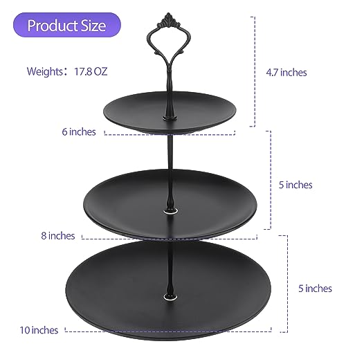 Black Tiered Dessert Serving Tray for Kid's Parties 3-Tier Cupcake Stand