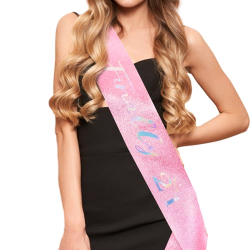 Pink 21st Birthday Sash and Tiara Set - Sparkly Crown & Satin Accessories