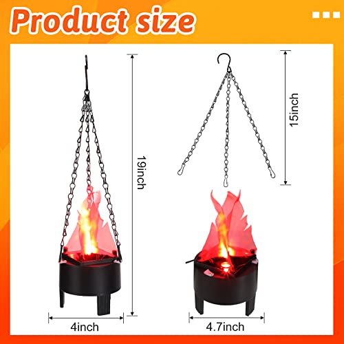 Halloween 3D Fake Fire Effect Hanging Lamp with Chain - Indoor & Outdoor Decor