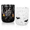 Halloween Glass Cups Set - 16 oz Bat & Candy Corn Design, 2-Pack