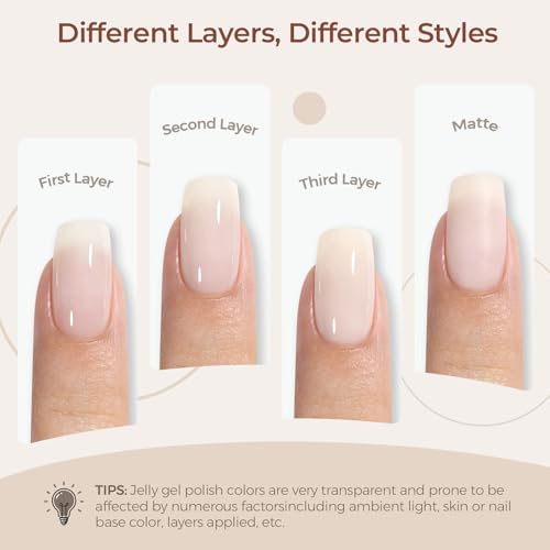 Off White Gel Nail Polish Nude White Jelly Gels Long-Lasting Shine 21-28 Days