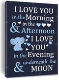 Baby Elephant Nursery Wall Art - Framed Canvas Painting 8x12 Inches - Elephant Bedroom Decor - Variation of 12"L x 8"W Elephant Wall Decor