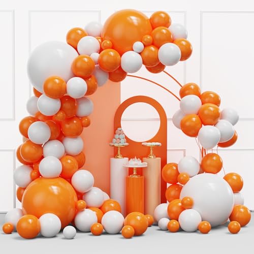 Orange & White Balloon Arch Kit for Halloween & Thanksgiving Party Decorations
