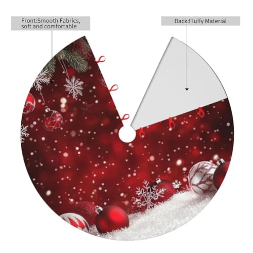 Christmas Tree Skirt 36 Inch Red Ball Winter Xmas Decor - Variation C01