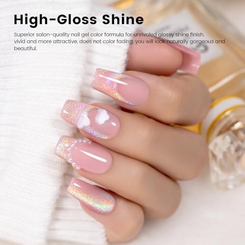 Clear Rainbow Holographic Cat Eye Gel Nail Polish with Magnet - 15ml