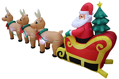 Christmas Inflatable Decorations Bundle - Santa, Reindeer, Tree, Lights