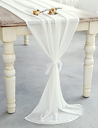 White Chiffon Wedding Table Runner 27x216 Inch - Elegant Bridal & Party Decor