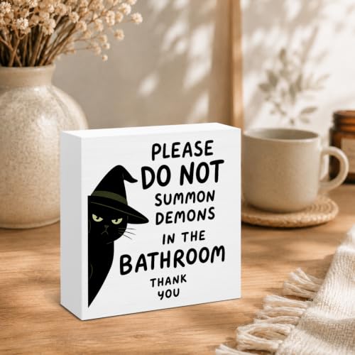 Funny Cat Bathroom Decor - Gothic Indoor Wall Art Sign