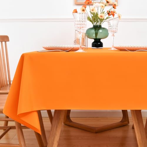 NEWISHER Orange Rectangle Tablecloth 60 x 102 Inches for 6 Foot Tables - Solid Color