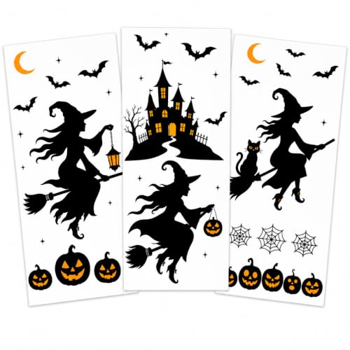 Halloween Window Clings - Extra Large Witch Castle Bat Decorations - Variation of Witch Castle Bat