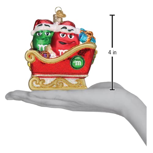 Glass M&M'S Holiday Ornament in Sleigh - Handcrafted Christmas Tree Decoration