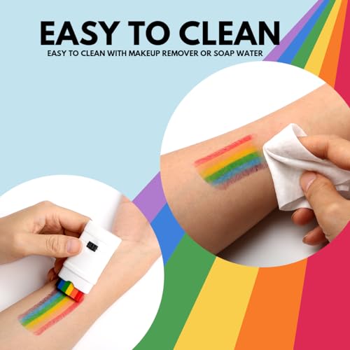 4pcs Rainbow Face Paint Sticks for Pride Celebration - Skin-Friendly Body & Face Paint