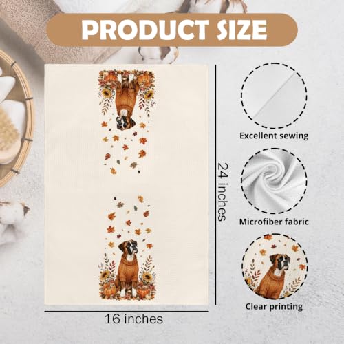 Boxer Dog Kitchen Hand Towels - Fall Decor, 16x24, Funny Gift, Variation of Boxer Dog