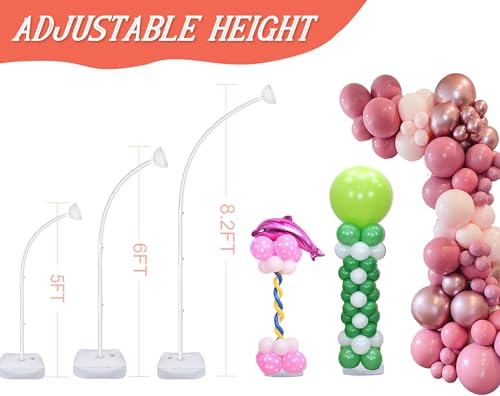 White Balloon Arch Kit 8.2FT & 6FT with Stand - Upgraded Half Arch Frame for Weddings & Parties