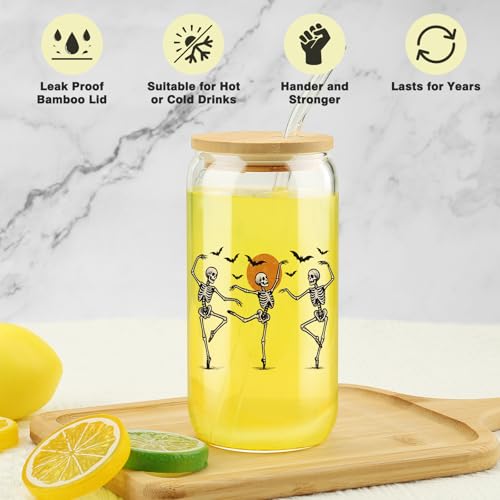 Halloween Skeleton Glass Cup with Variation Skeleton - Trick or Treat Tumbler