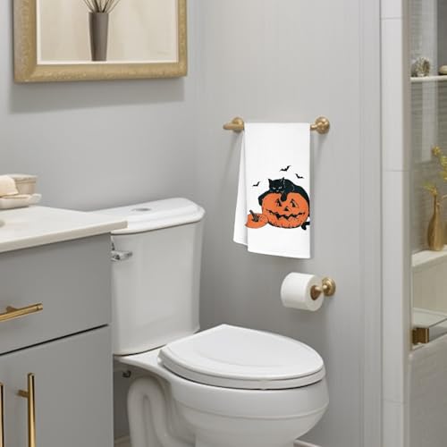 Halloween Ghost Cat Pumpkin Kitchen Towels - Cat Pumpkin Variation 16x24 Inches