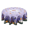 Halloween Round Tablecloth 60 Inch Purple Castle Spooky Decor - Variation: Purple / 60"